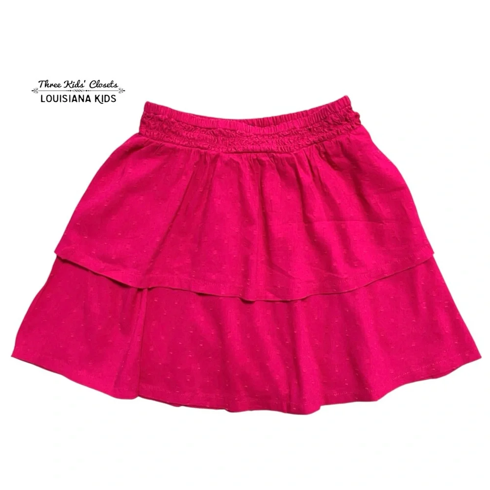 Old Navy M (8) Fuchsia Pink Tiered Swiss Dot Mini Skirt